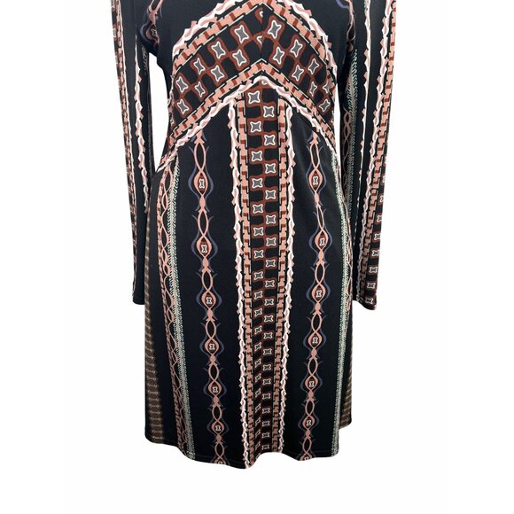 Free People Stella Mini Dress Boho Chic Long Sleeve Geometric Print Medium - Picture 6 of 14